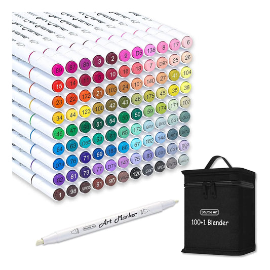 Marcadores Doble Punta Shuttle Art 100 Colores Con Licuadora Y Estuche