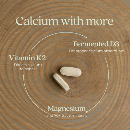 Suplemento De Calcio Vegetal Orgánico Con Vitamina D3 Y K2 Para Mujeres 60 Cápsulas