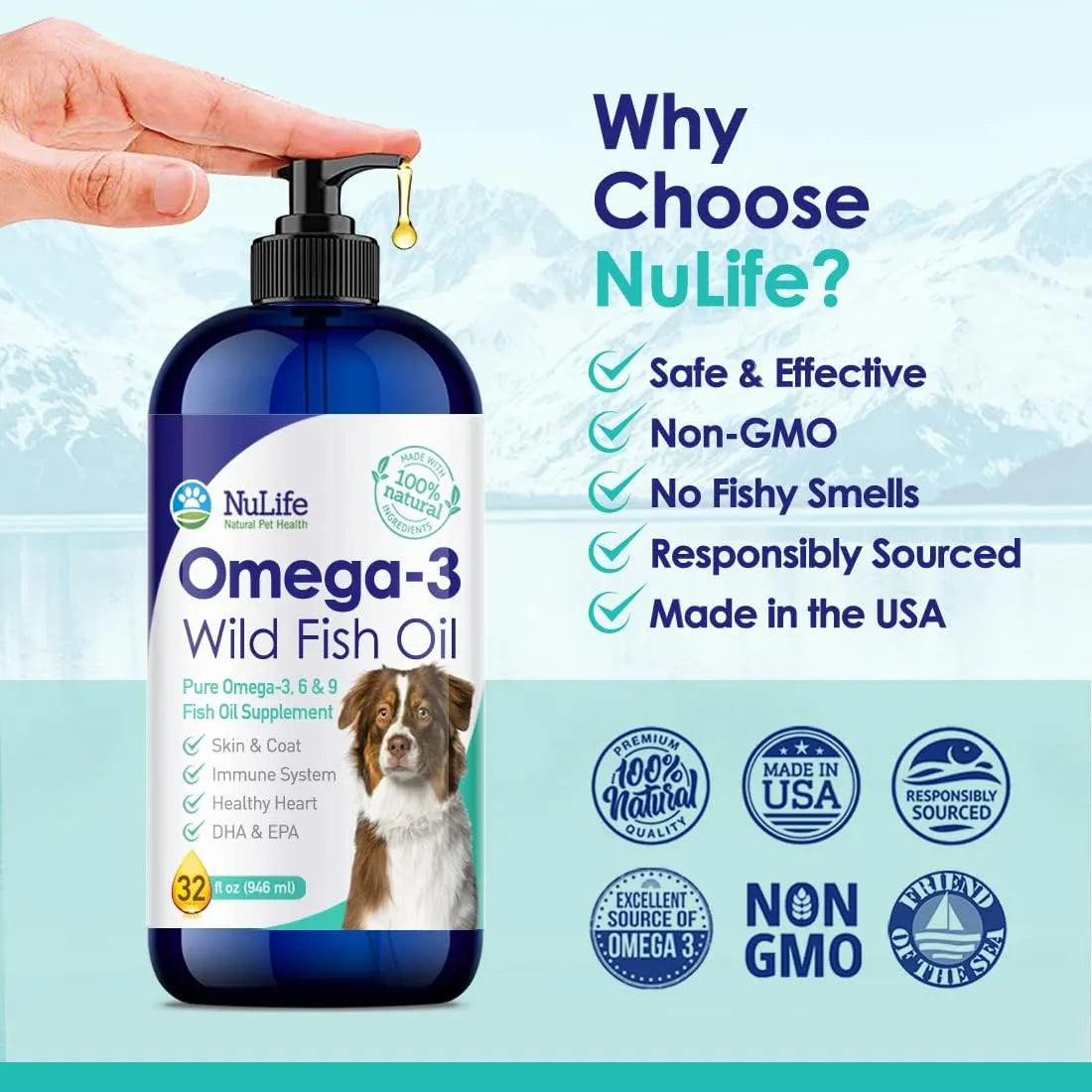 Aceite De Pescado Liquido Para Perros Omega 3 6 9 Piel Y Pelaje Saludable Importado