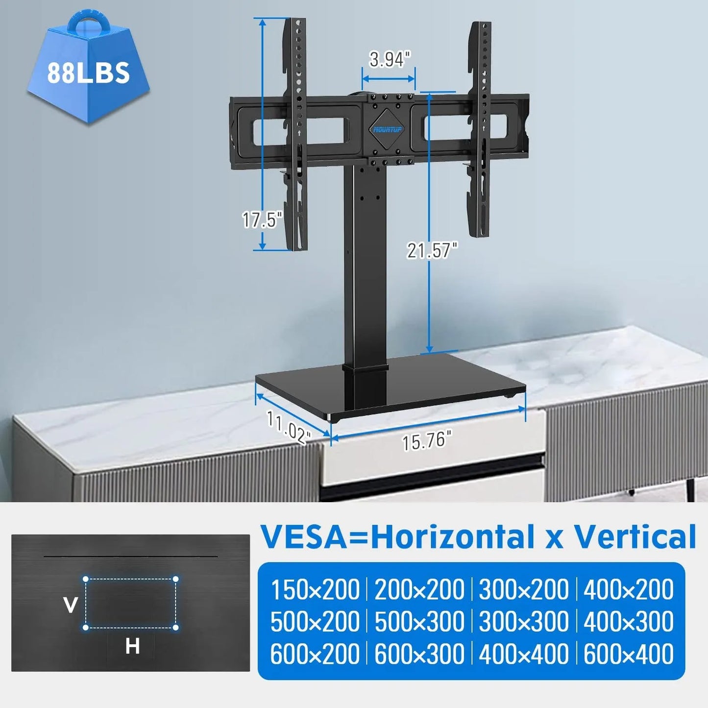 Soporte Universal Para TV 37 A 70 Pulgadas Altura Ajustable Base Vidrio Templado