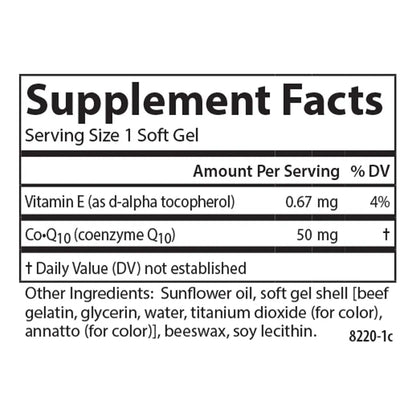 Coenzima Q10 50 Mg Energía Y Función Cardíaca 30 Cápsulas Blandas