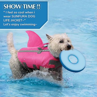 Chaleco Salvavidas Para Perros Con Rayas Reflectantes Diseño Tiburón Flotabilidad Superior