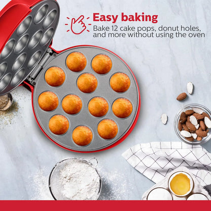 Máquina Para Hacer Cake Pops Holstein Housewares 12 Unidades Roja Antiadherente