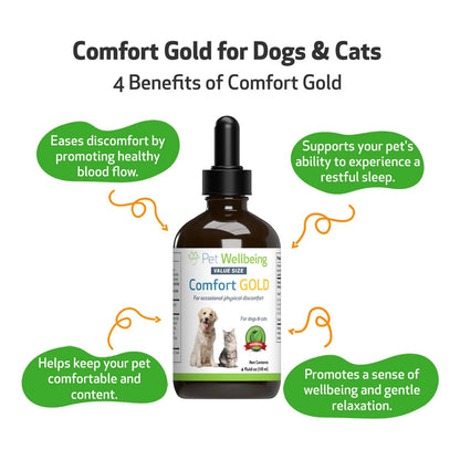 Comfort Gold Suplemento Natural Para Perros Y Gatos Alivia Malestar Y Ansiedad