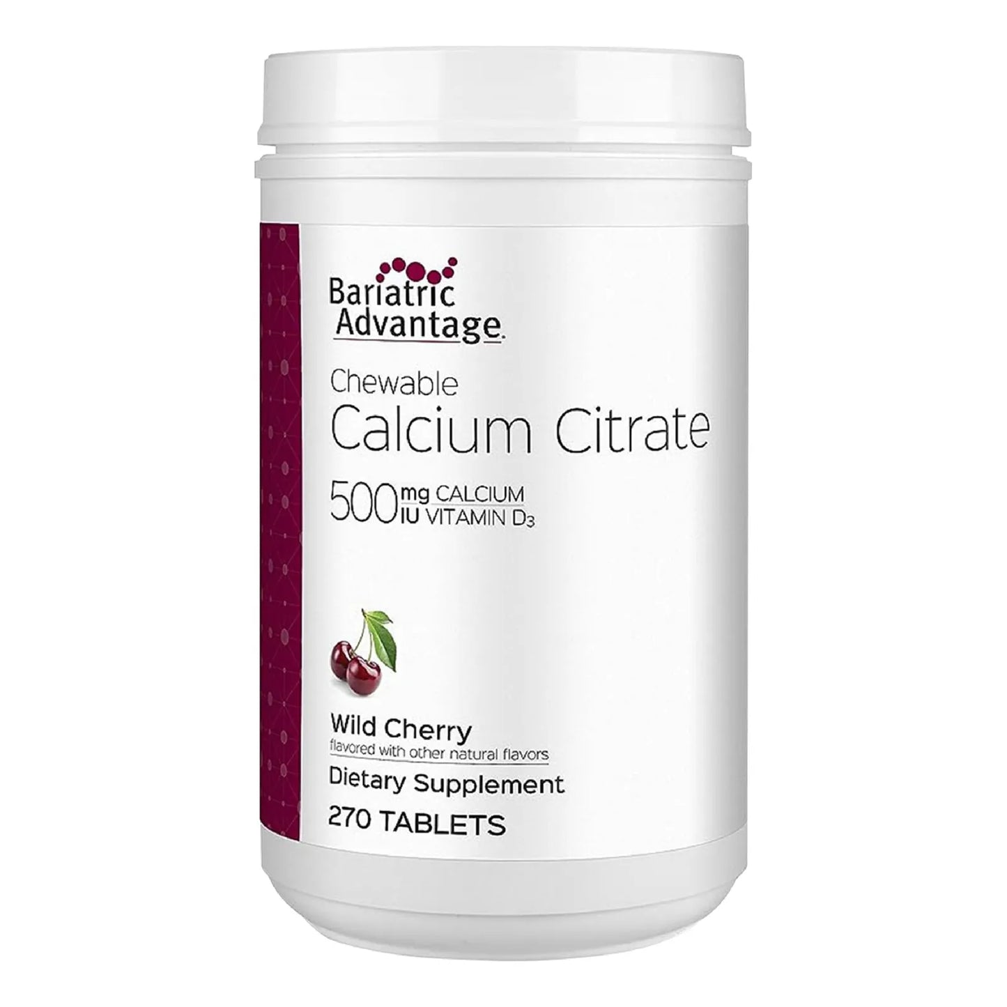 Citrato De Calcio Masticable 500 Mg Con Vitamina D3 Para Pacientes Bariátricos Sabor Cereza