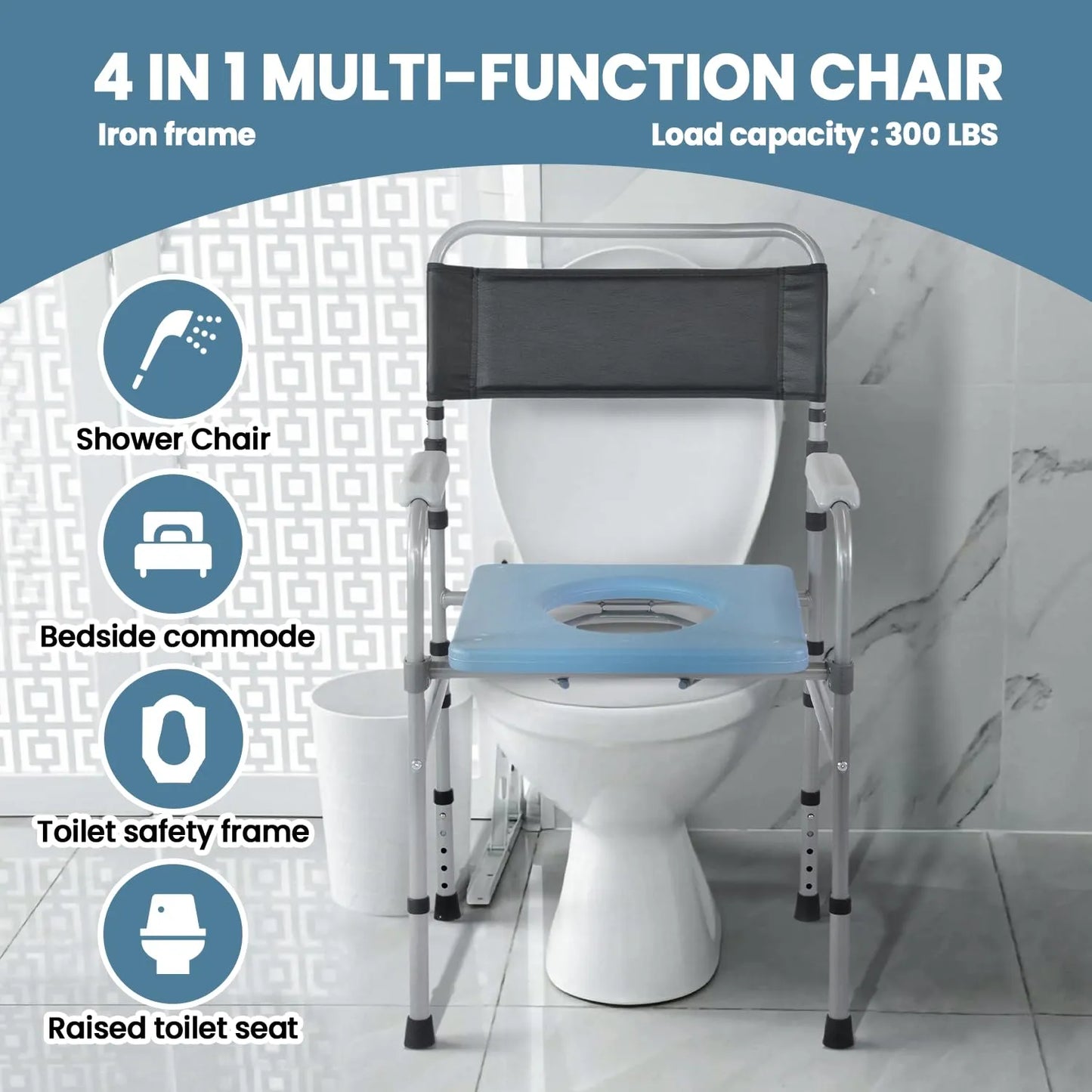 Silla Plegable Ajustable Multiusos Para Ducha Y Noche Con Acolchado