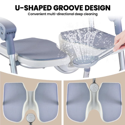 Silla De Ducha Plegable 5 Niveles Ajustables Pies Antideslizantes Segura Y Cómoda