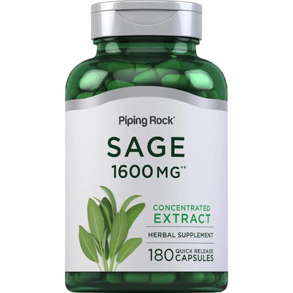Extracto Concentrado Salvia 1600Mg 180 Capsulas Piping Rock Suplemento Natural