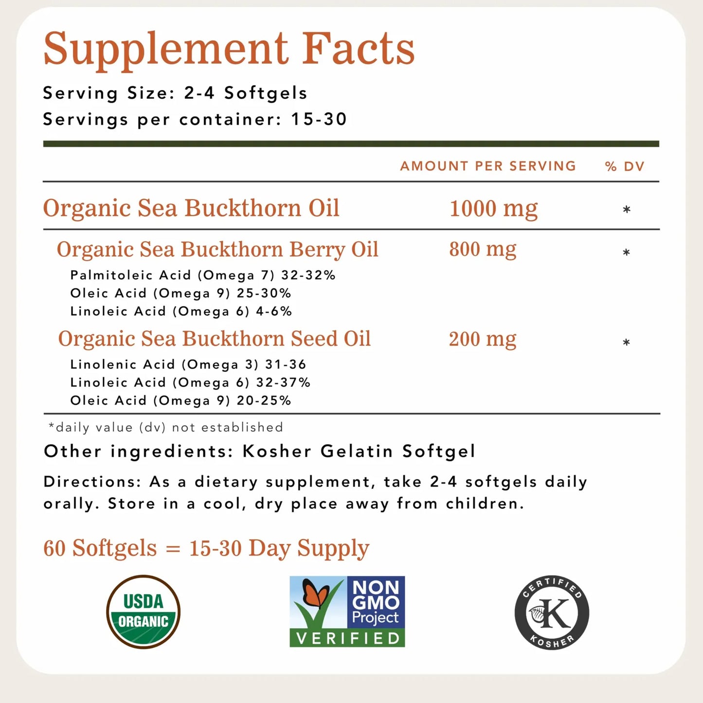 Capsulas Blandas Aceite Espino Amarillo Omega 7 60 Unidades Piel Hidratada Corazon Sano