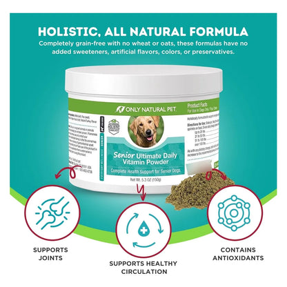 Vitaminas Diarias Para Perros Mayores Only Natural Pet Suplemento En Polvo Sabor Pavo 5.3 Onzas