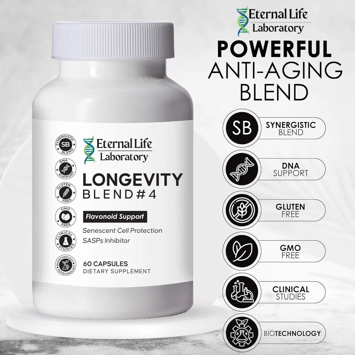 Suplemento Antienvejecimiento Longevity Blend Con Quercetina Y Rhodiola Rosea Para Defensa Celular