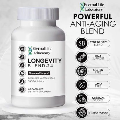 Suplemento Antienvejecimiento Longevity Blend Con Quercetina Y Rhodiola Rosea Para Defensa Celular