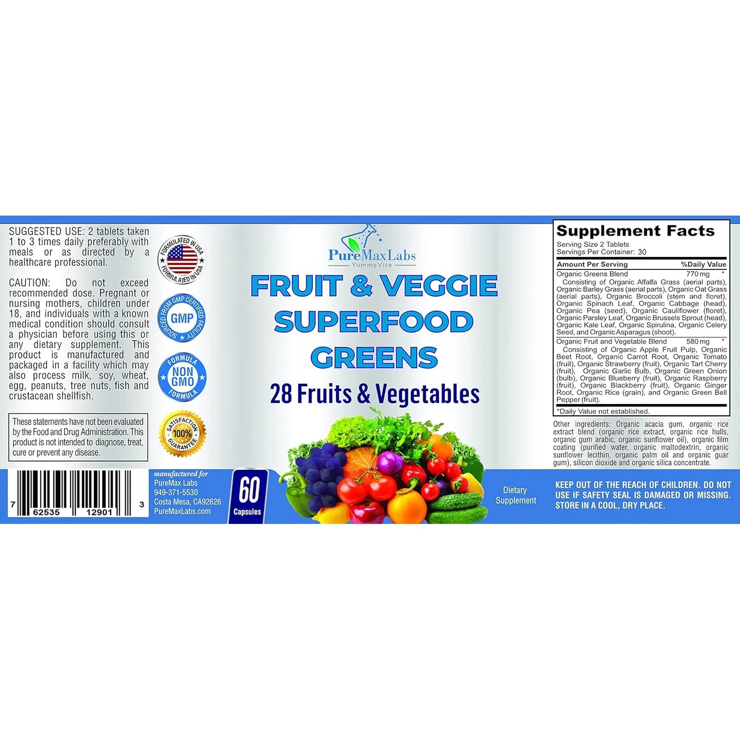 Superalimentos Verdes 28 Frutas Verduras Tabletas Antioxidantes Energia