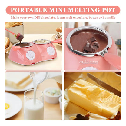 Mini Fuente De Chocolate Doble Olla 8.45 Onzas Temperatura Ajustable Portatil