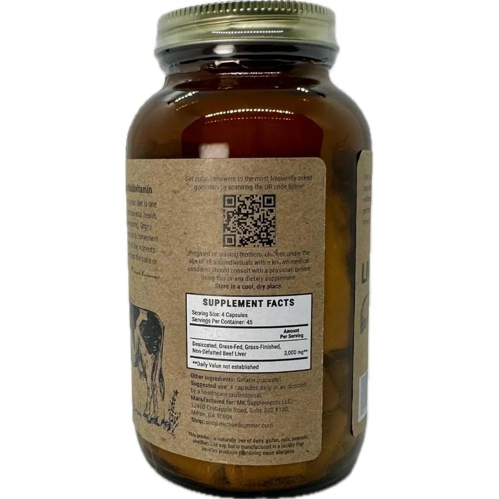 Suplemento De Higado De Ternera Alimentado Con Pasto 3000 Mg 45 Dias Puro Y Natural