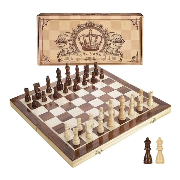 Ajedrez Magnetico De Madera Amerous 15 Pulgadas Juego Estrategico Portatil