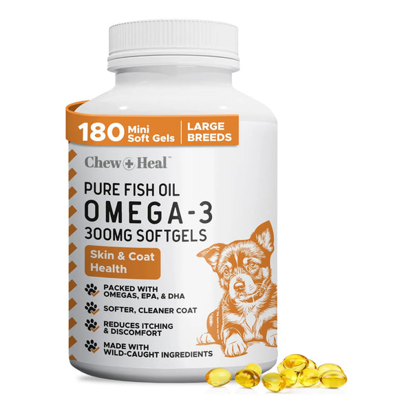 Aceite De Pescado Para Perros 300 Mg Cápsulas Blandas Wild Caught Omega 3 Piel Y Pelaje Saludable