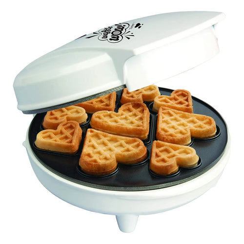 Mini Wafflera Corazones 9 Figuras Tamaños Surtidos Desayuno Regalo