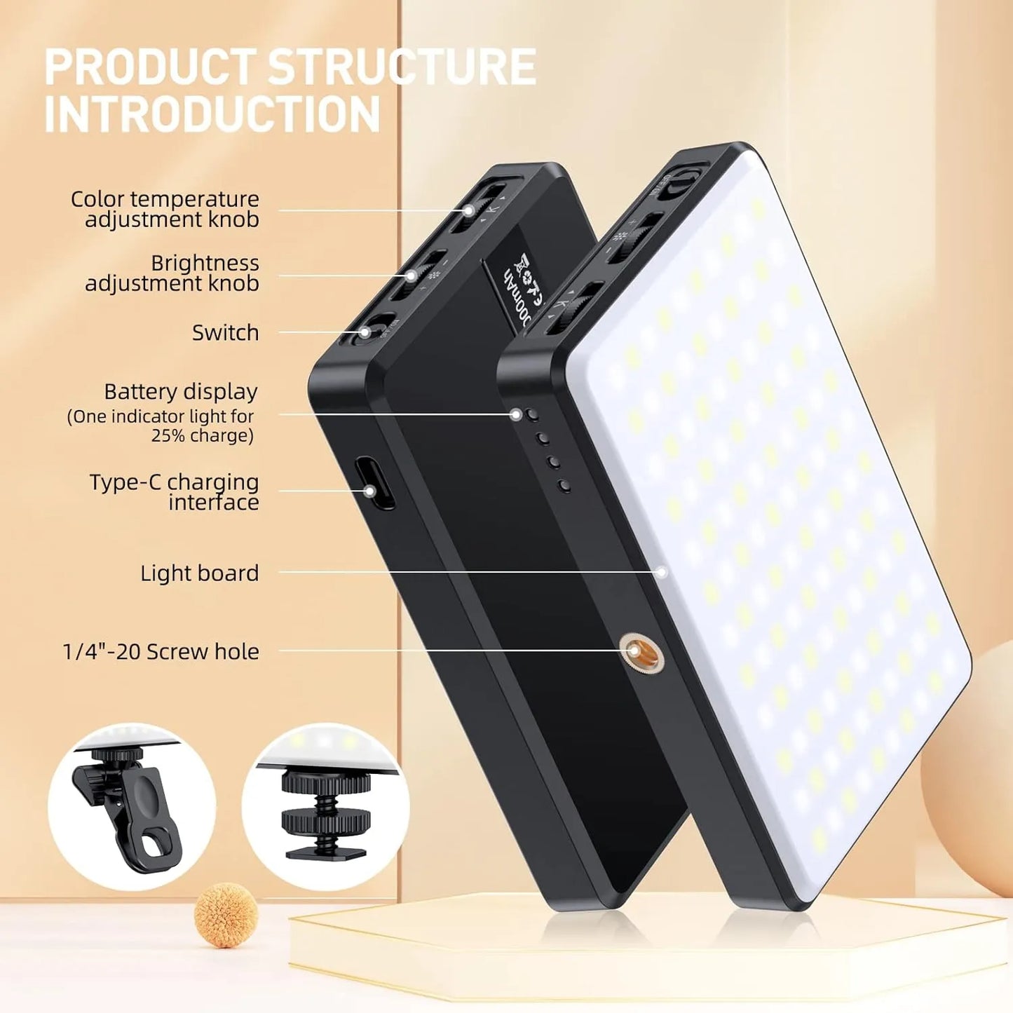 Meixitoy 120 Luces Led Para Teléfono Luz Selfie 3 Modos Recargable 5000Mah