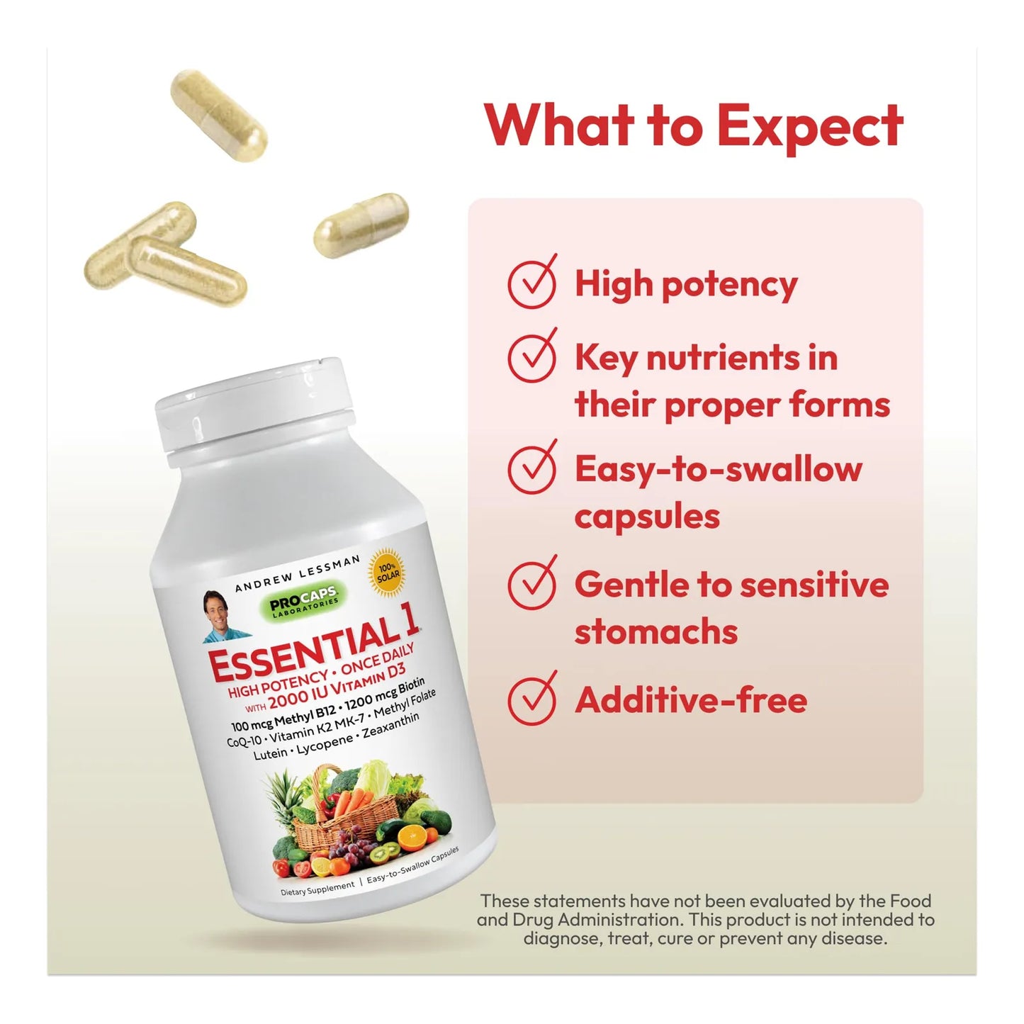Multivitaminico Essential One Capsulas Pequenas 3000 Ui Vitamina D3 24 Nutrientes