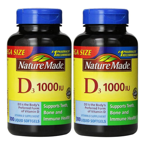 Vitamina D3 1000 UI 600 Capsulas Blandas Nature Made Refuerza Huesos E Inmunidad