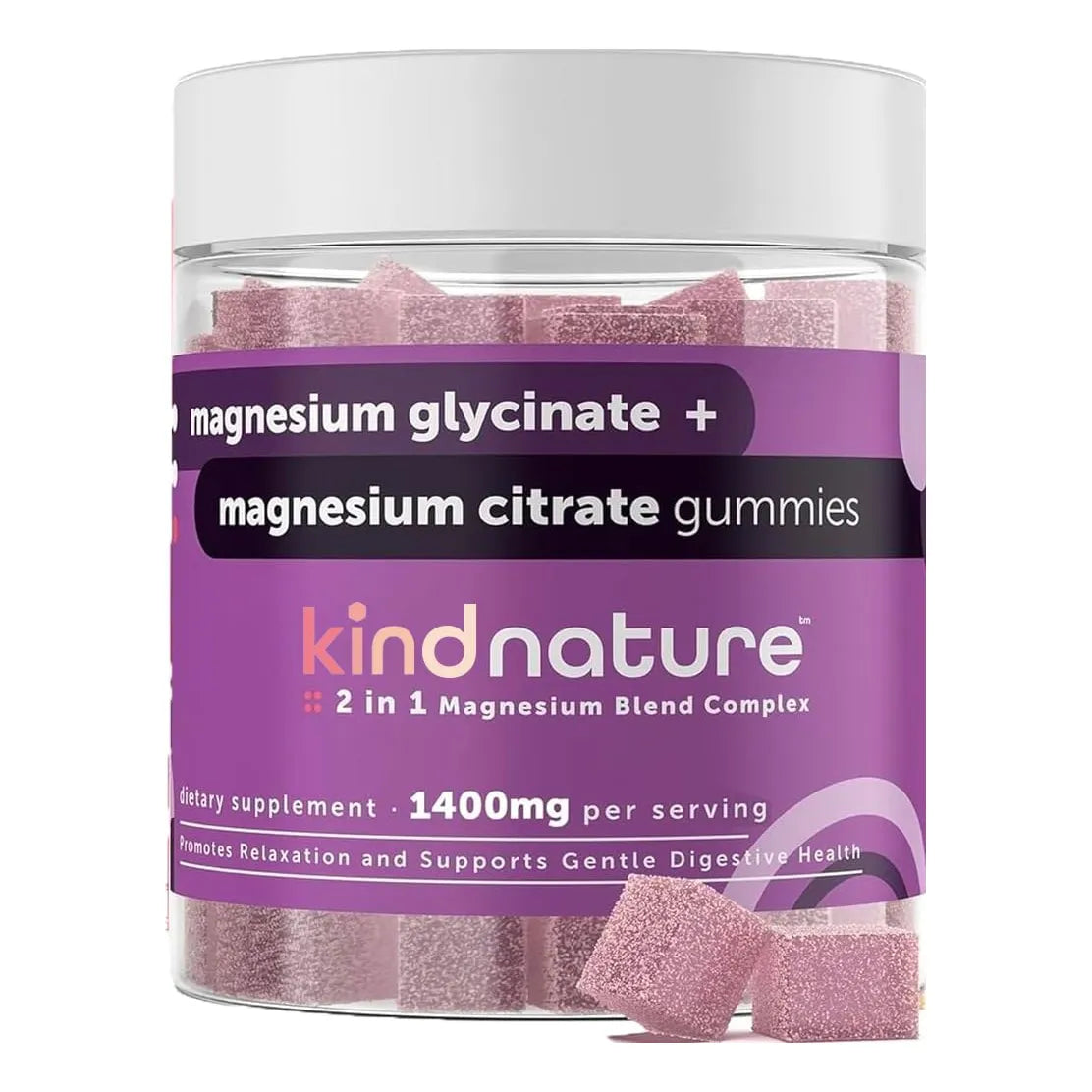 Kind Nature Gomitas De Glicinato De Magnesio Y Citrato Para Dormir Y Relajación
