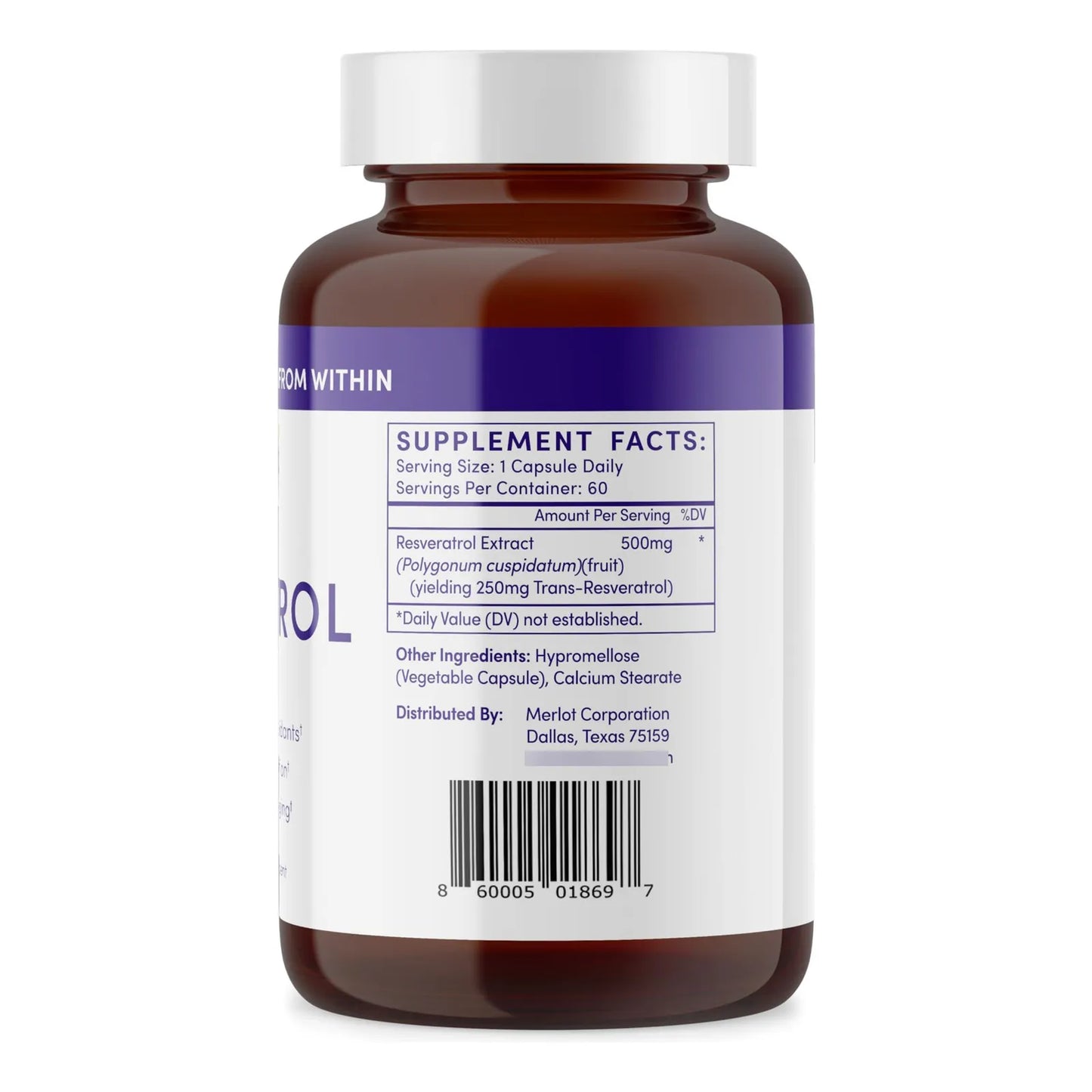 Cápsulas De Resveratrol 500 Mg Antienvejecimiento 60 Unidades Beauty Within