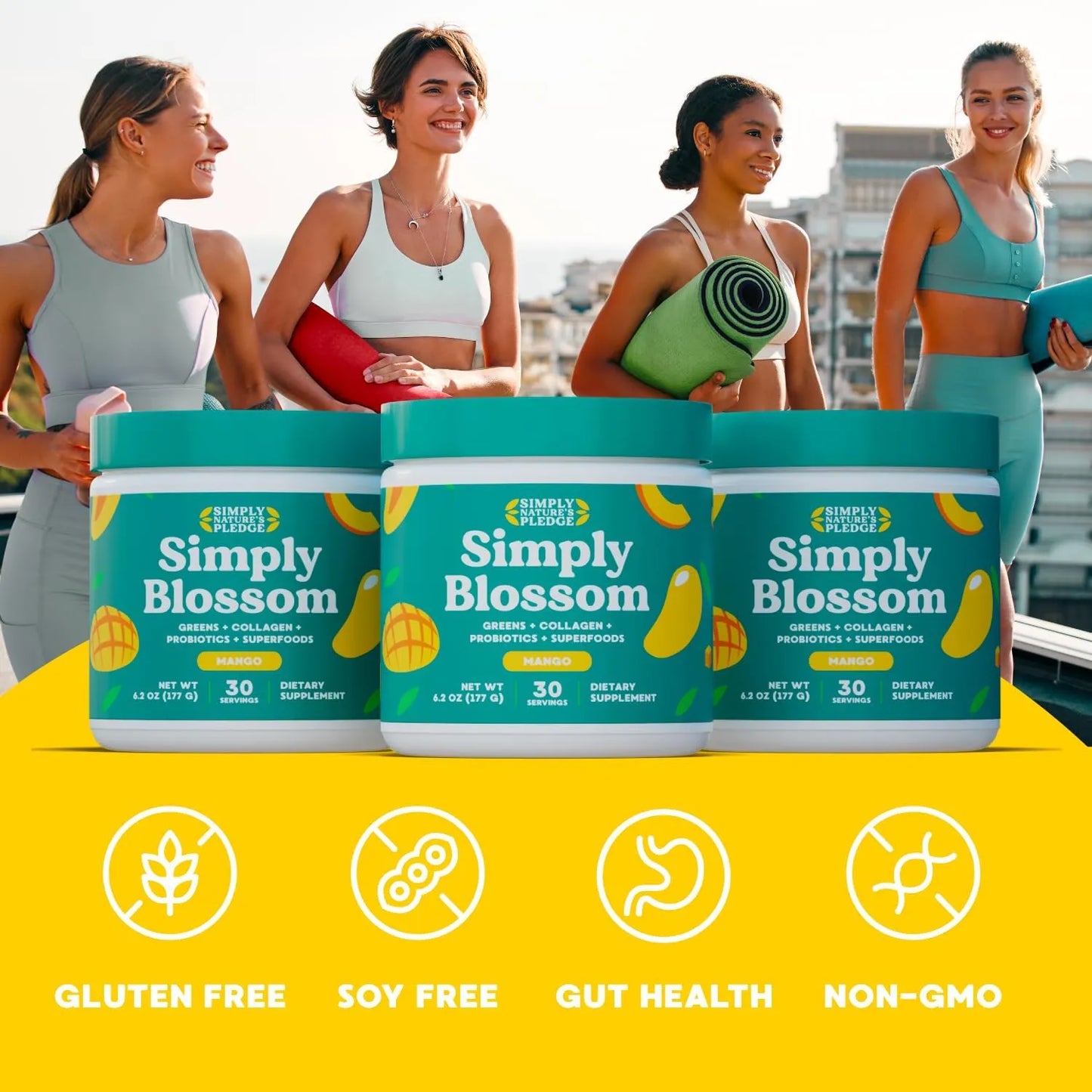 Polvo Verde Superalimento Con Colageno Y Probióticos Para Mujeres Simply Blossom Nutrition