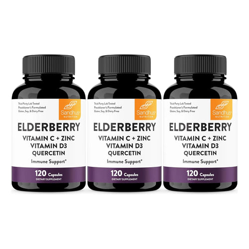 Cápsulas De Baya De Saúco Con Vitamina C Zinc Quercetina Y D3 Refuerzo Inmunitario 120 Unidades