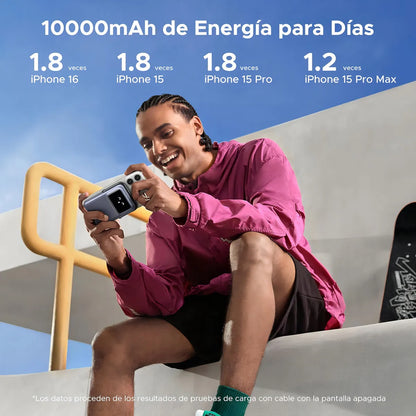 Ugreen Power Bank Inalámbrico 10000mah 20w Pd 7.5w Qi 45327 Color Plateado - Imagen 8