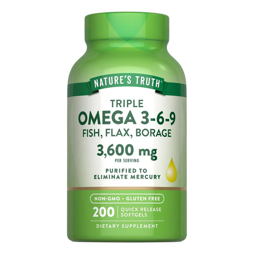 Nature's Truth Omega 3 6 9 3600 Mg 200 Capsulas Aceites Pescado Lino Borraja