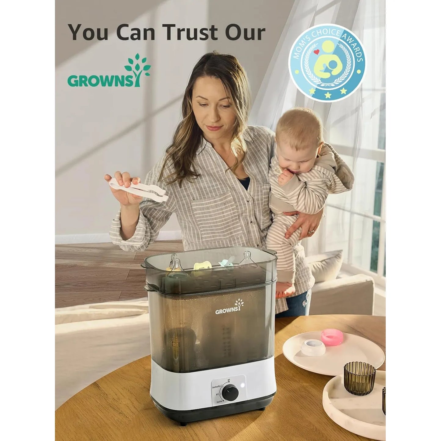Esterilizador Eléctrico De Biberones Y Chupetes 2 En 1 Con Secado Automático