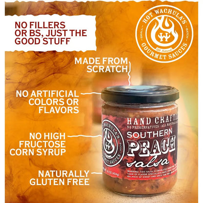 Salsa De Melocotón Dulce Y Picante Hot Wachula 250 Ml Importada