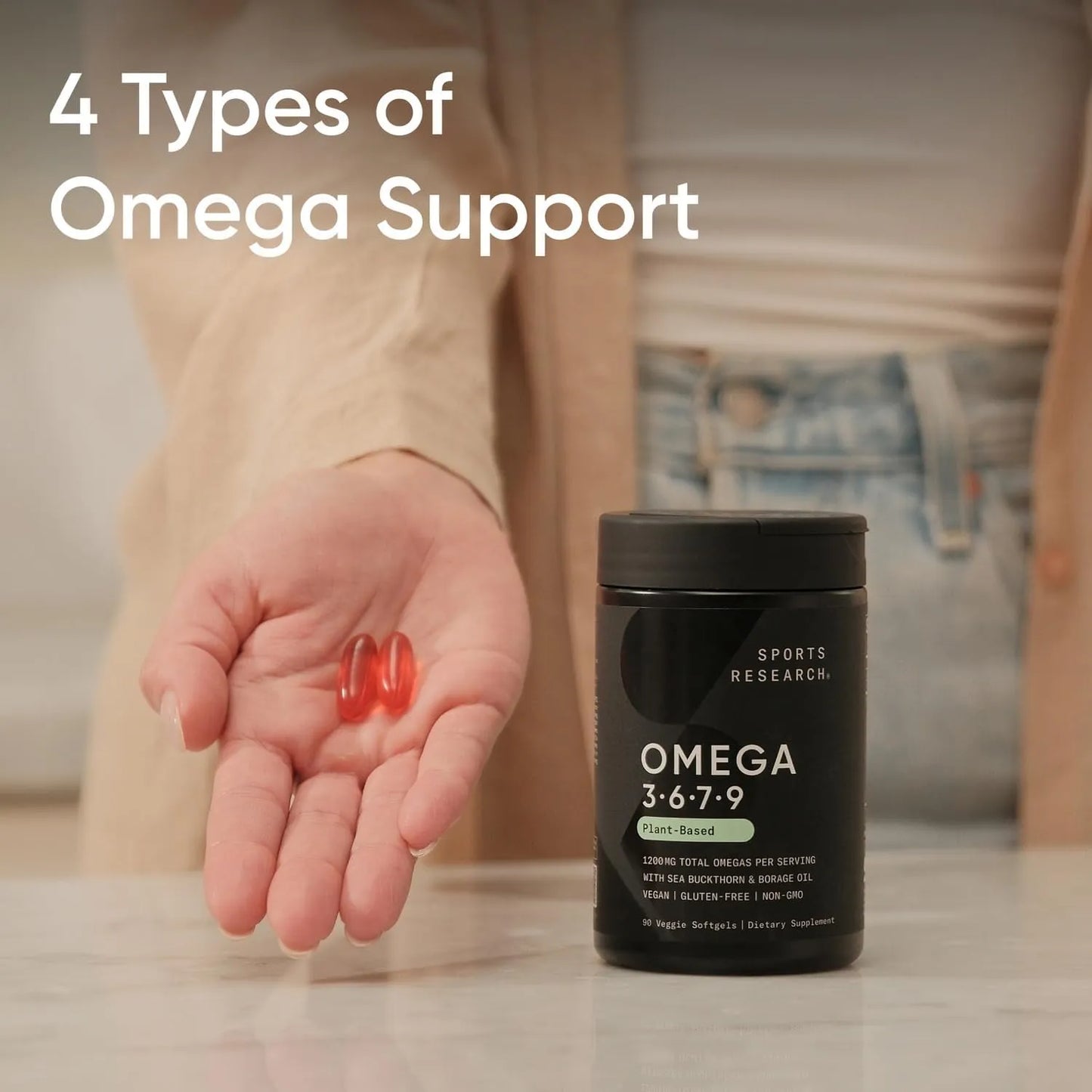 Omega 3 6 7 9 Vegano Multiespectro 1200 Mg Sports Research 90 Cápsulas Blandas