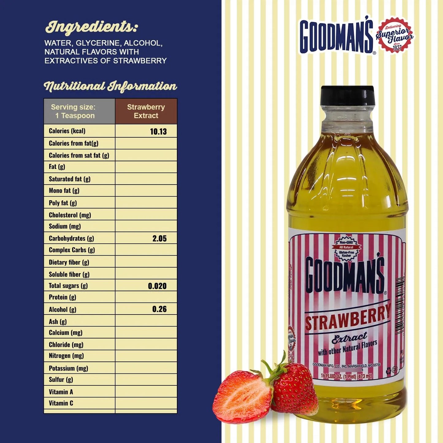 Extracto Natural De Fresa Goodmans Bajo En Calorias Y Sin Gluten