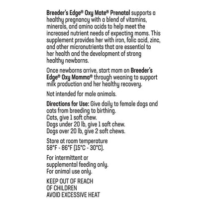 Suplemento Prenatal Masticable Oxy Mate Para Perros Y Gatos Pequeños
