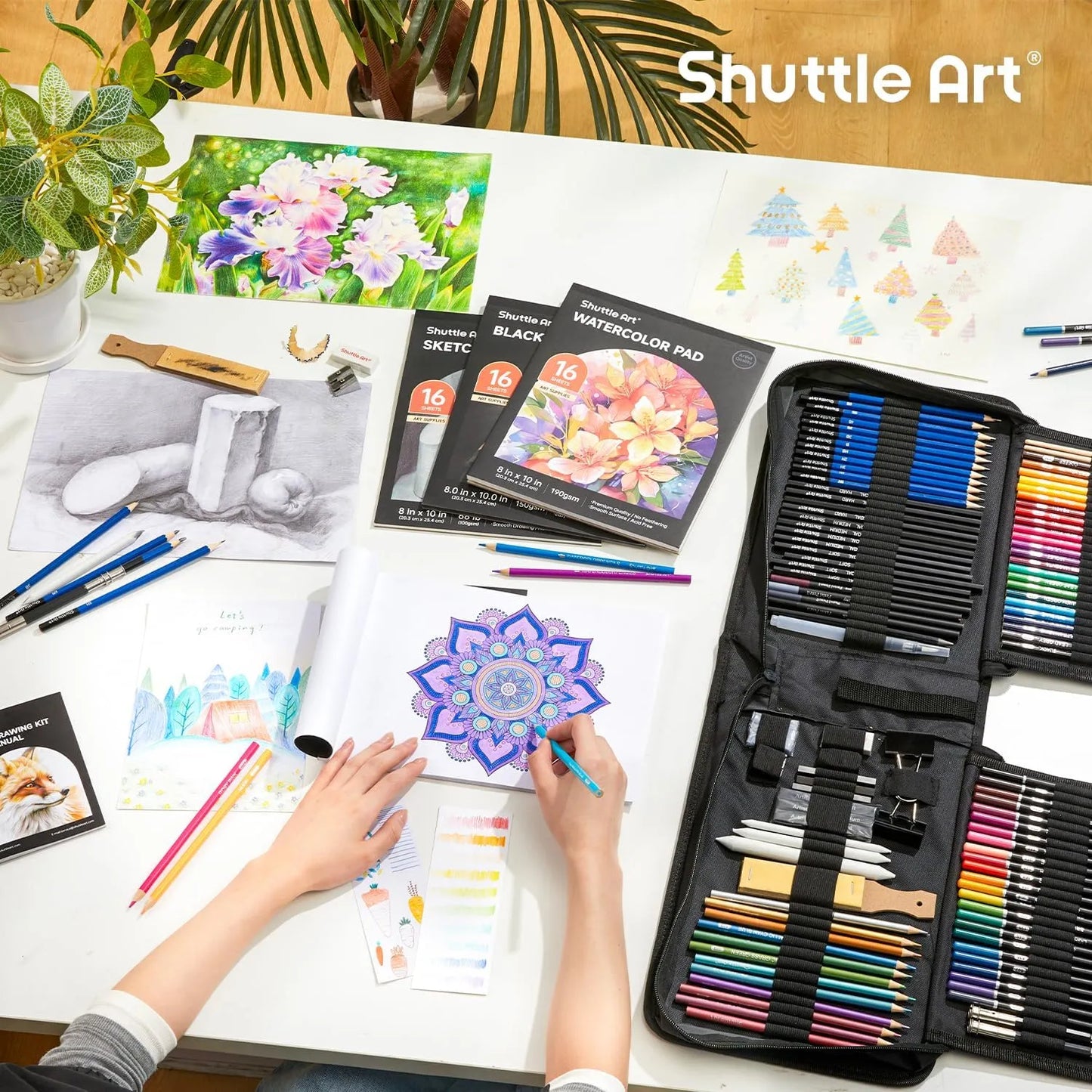 Kit De Dibujo Profesional 116 Piezas Lápices Carbón Acuarela Grafito Estuche Portátil
