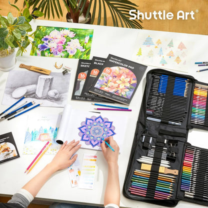 Kit De Dibujo Profesional 116 Piezas Lápices Carbón Acuarela Grafito Estuche Portátil