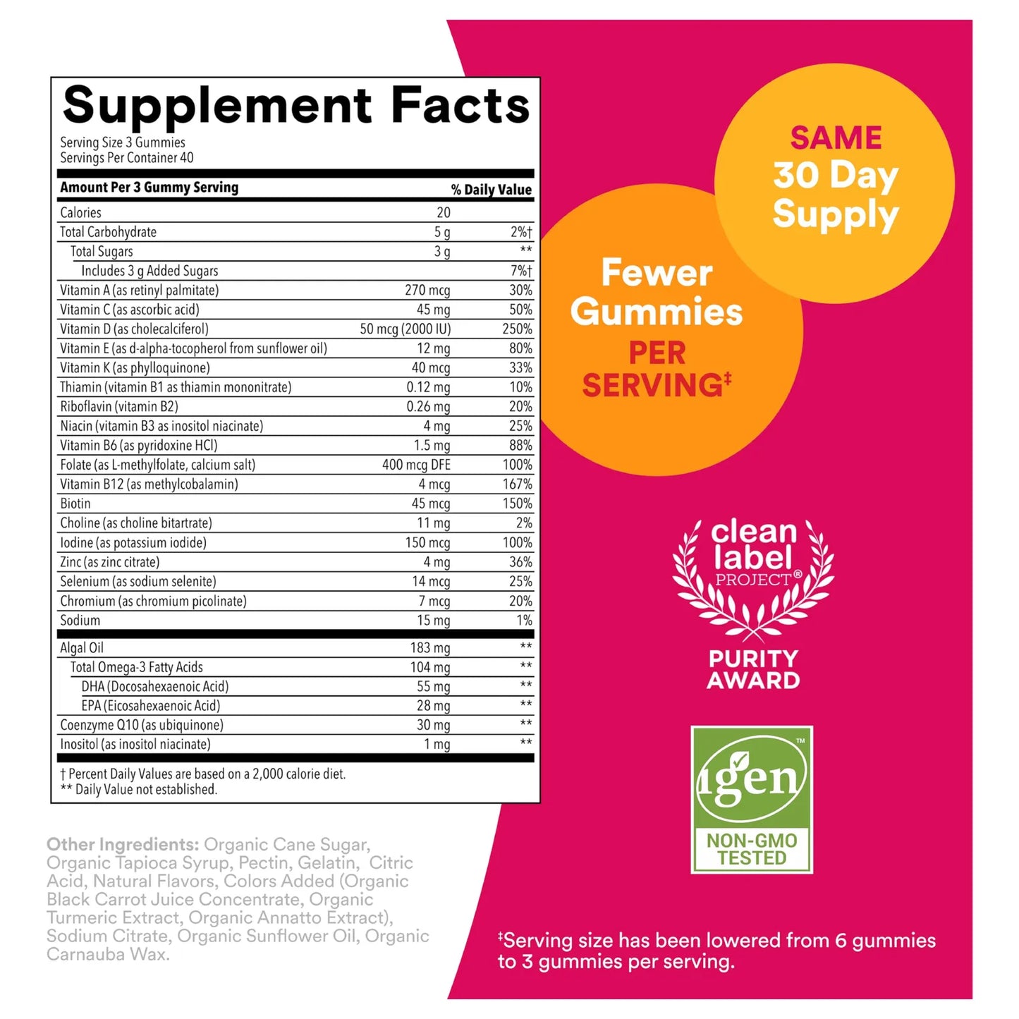 Gomitas Multivitamínicas Mujer Omega 3 DHA EPA Metilfolato 90 Unidades