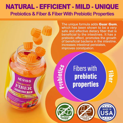 Gomitas De Fibra Prebiótica Con Psyllium Multivitaminas Sin Azúcar