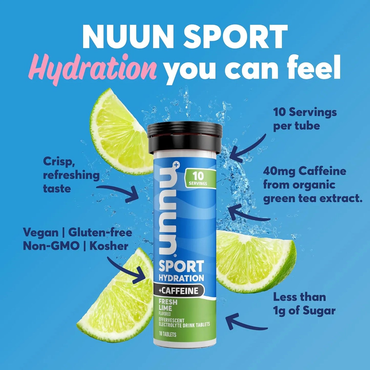 Nuun Sport Tabletas Hidratación Veganas Con Electrolitos Y Cafeína Pack 6 Sabores