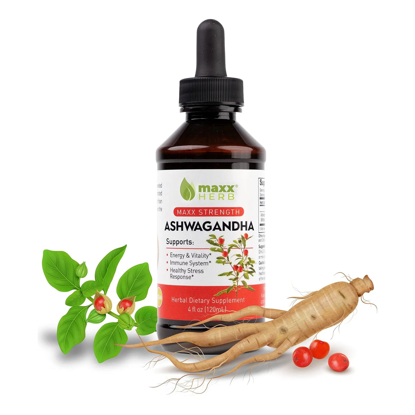 Extracto De Ashwagandha Liquido Alta Potencia 4 Oz Resistencia Memoria Sistema Inmunologico