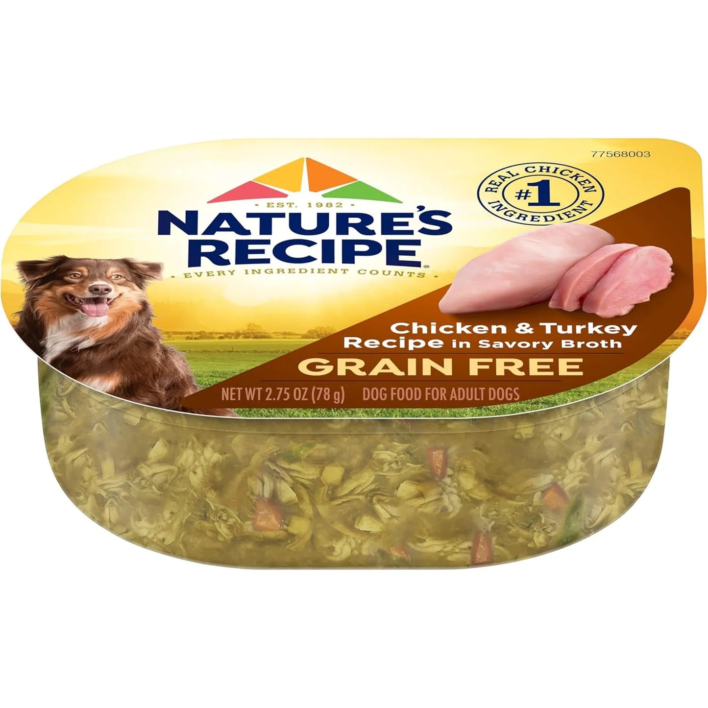 Alimento Humedo Sin Cereales Para Perros Sabor Pollo Y Pavo Nature’s Recipe Pack X12