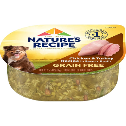 Alimento Humedo Sin Cereales Para Perros Sabor Pollo Y Pavo Nature’s Recipe Pack X12