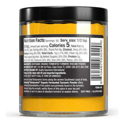 Polvo De Cúrcuma Fermentada Orgánica Biodinámica 68g Sin OMG Sin Gluten Certificado USDA