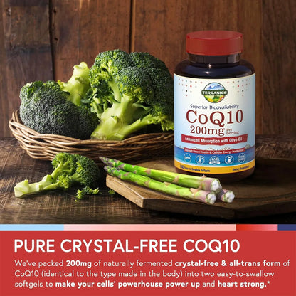 Coenzima Q10 200mg Con Aceite De Oliva Virgen Extra Terranics Suplemento Cardiaco Y Antioxidante