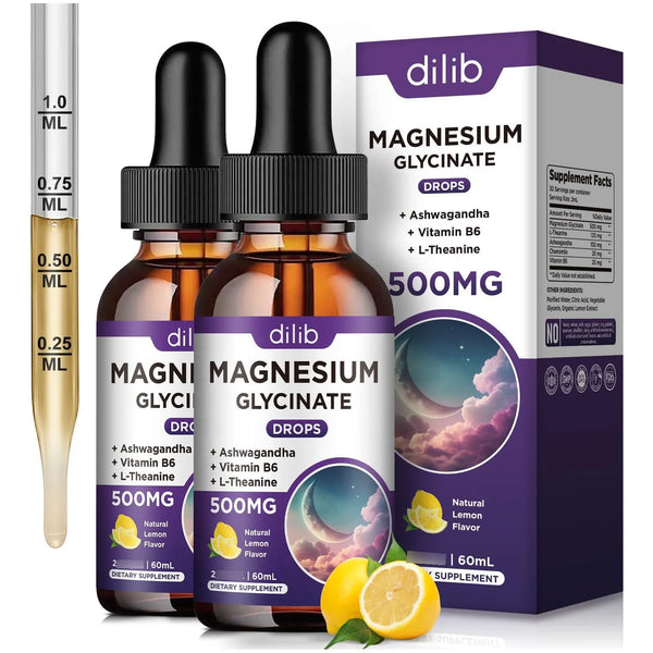 Gotas Líquidas De Magnesio 500 Mg Con Vitamina B6 Ashwagandha Y L Teanina Sabor Fresa