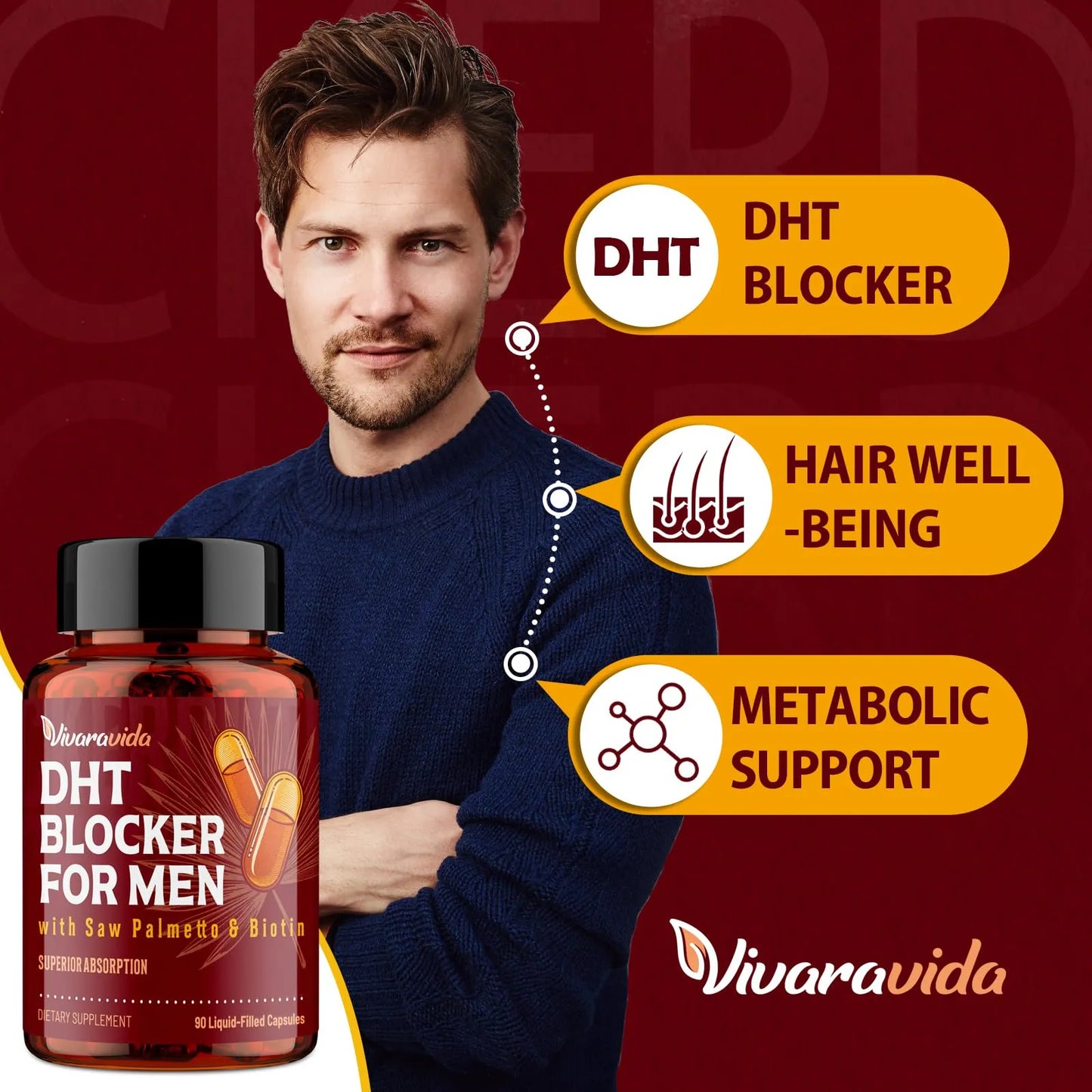 Bloqueador De Dht Para Hombres Crecimiento Saludable Del Cabello Con Biotina Y Palma Enana