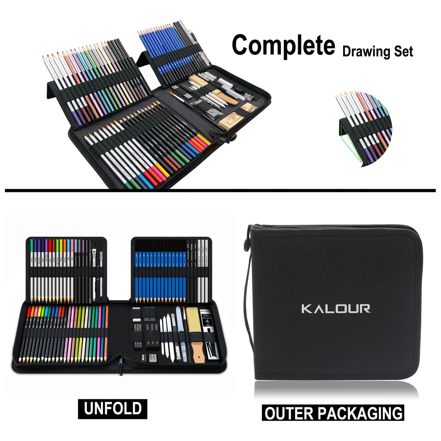 Kit De Dibujo Profesional 82 Piezas Con Cuaderno Y Accesorios