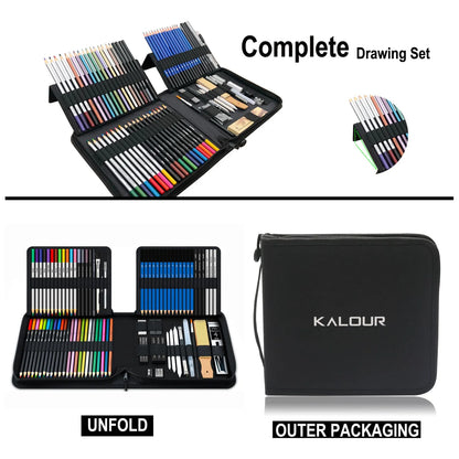 Kit De Dibujo Profesional 82 Piezas Con Cuaderno Y Accesorios